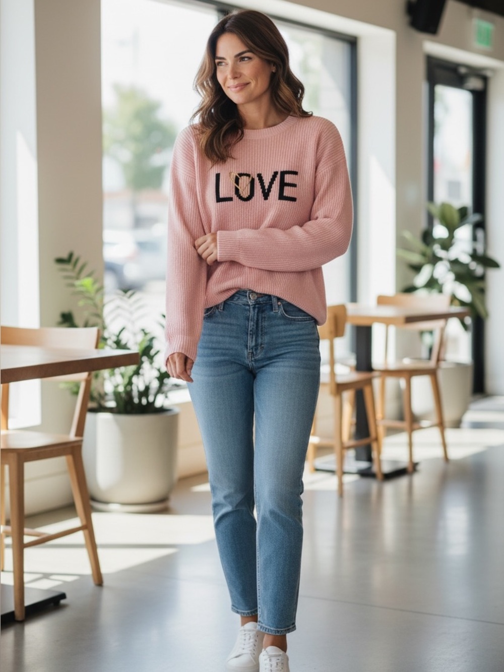 Victoria’s Secret LOVE Sweater Pink Knit Pullover Large - Picture 2 of 6